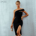 Adyce White Bodycon Bandage Dress Women Vestidos 2019 Summer Sexy Elegant Black One Shoulder Midi Celebrity Runway Party Dresses