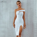 Adyce White Bodycon Bandage Dress Women Vestidos 2019 Summer Sexy Elegant Black One Shoulder Midi Celebrity Runway Party Dresses
