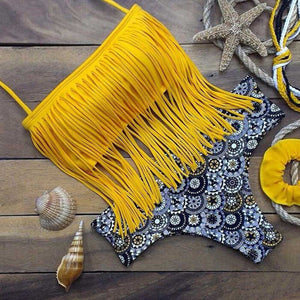 Hot Sale New Padded Biknis Women 2019 Swimming Suit Sexy Halter Beach Bikini Set Plus Size Swimsuit Womens Tassel Bikinis